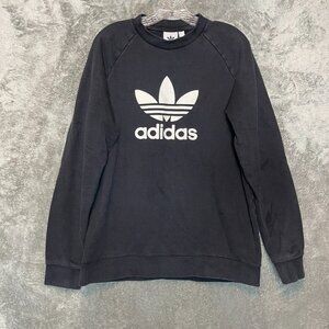 adidas Men Originals Trefoil Graphic Logo Active Faded Black Crew Sweatshirt M